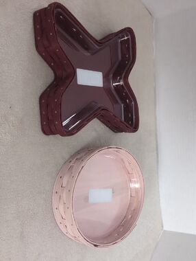 Rare Longaberger 2023 Pale Pink & 2022 Bold Red X And O Basket Set w/ Protectors